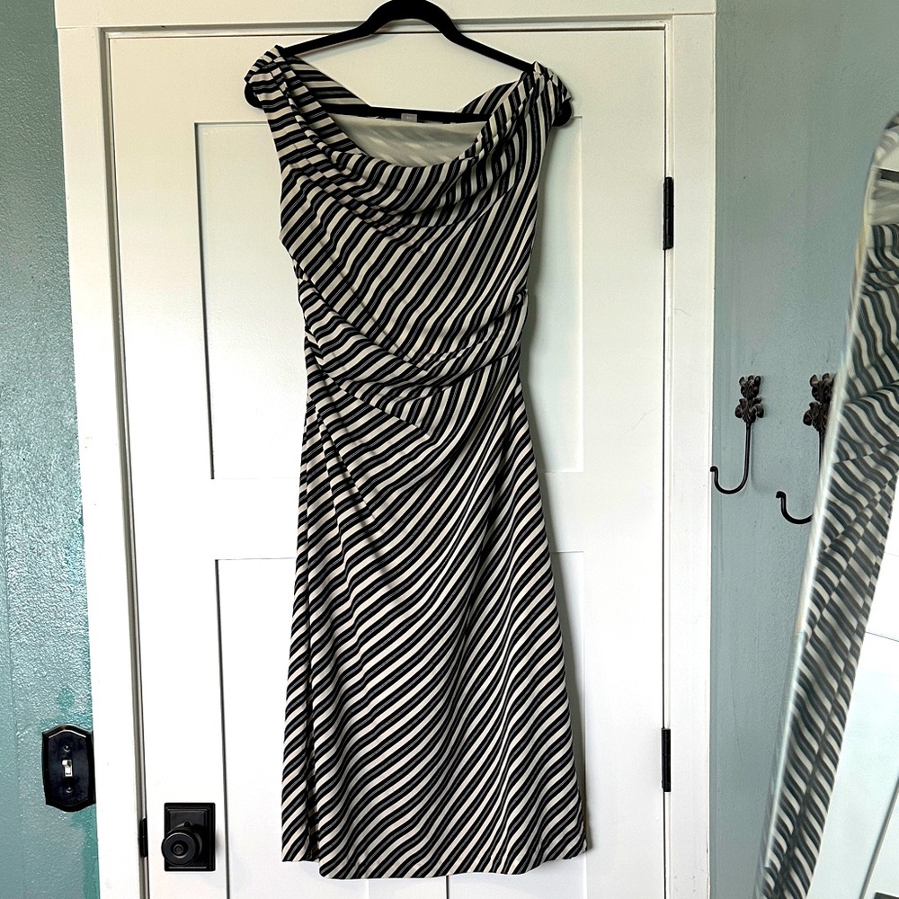 H&M Monochrome Striped Midi Dress